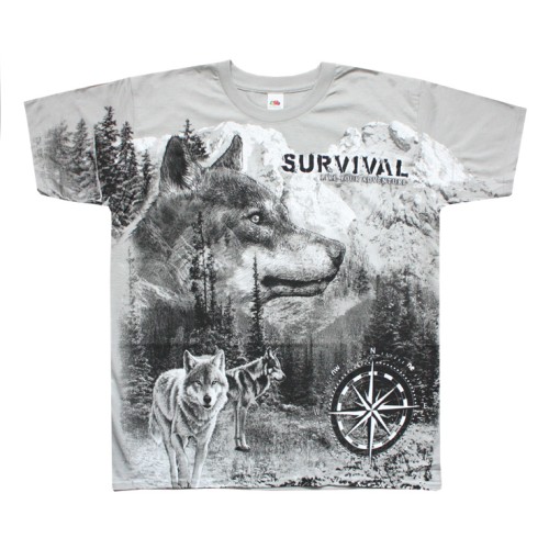 Koszulka WOLF SURVIVAL all print GREY