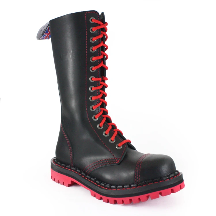 Glany 15 STEADY'S black - czarne - podeszwa RED/BLACK - ZAMEK